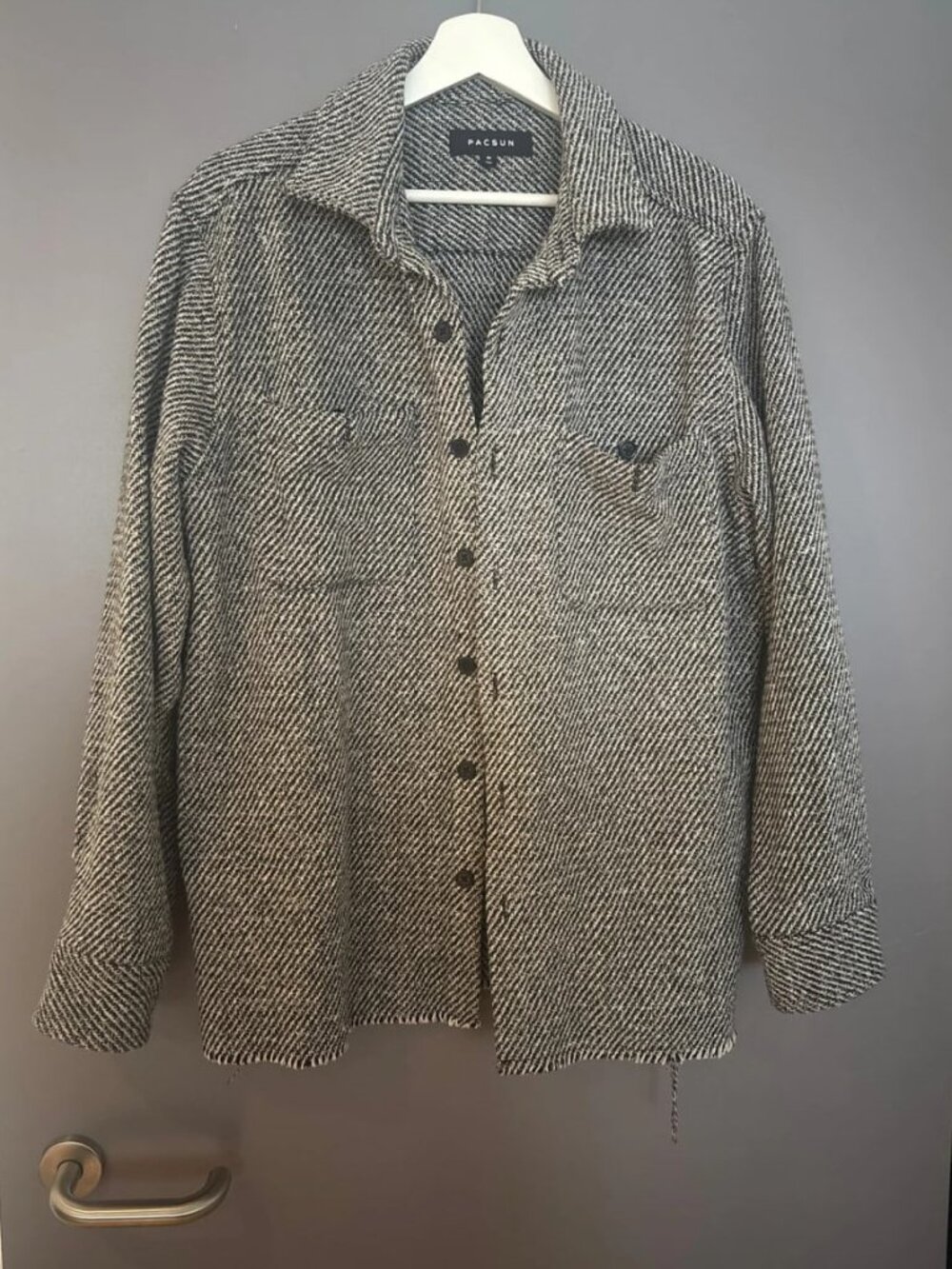Women's Grey Herringbone Shacket Overshirt Size M